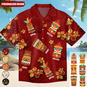 Tiki Tribal Totem Summer Beach Vibe-Personalized Hawaiian Shirt