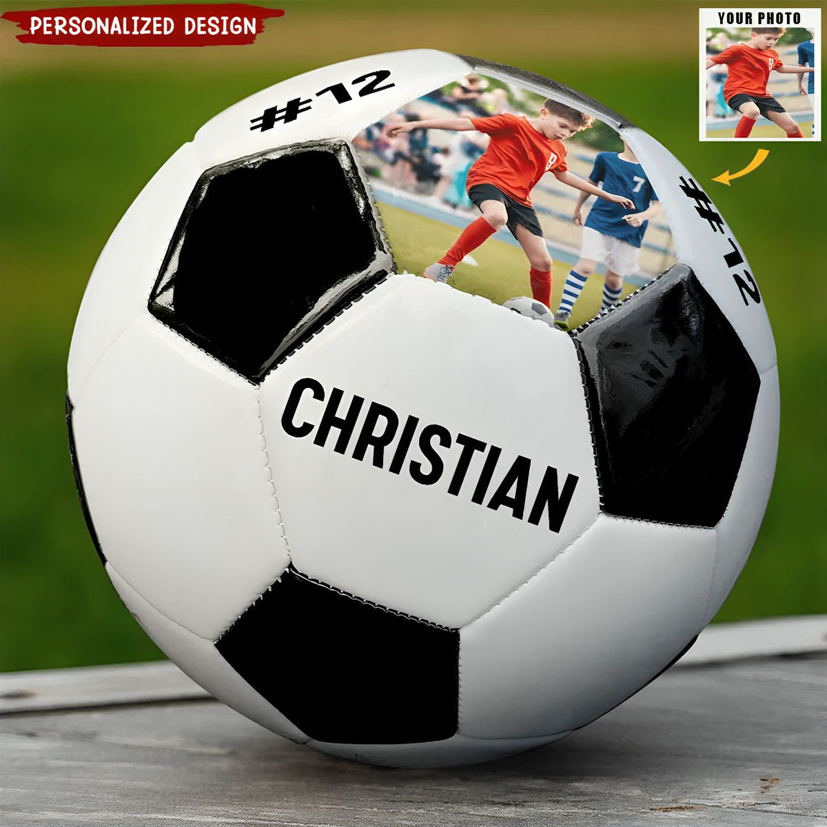 Love of football - Personalized Photo Name Soccer Ball-Gift For Football Lovers