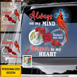 Always On My Mind-Personalized Memory Of Car Decal-Gift For Family And Friends