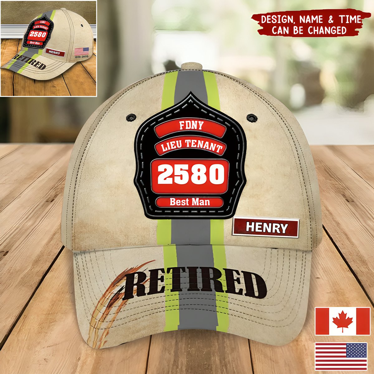 Retired Firefighter Logo -Personalized Name Cap-Gift For Firefighter