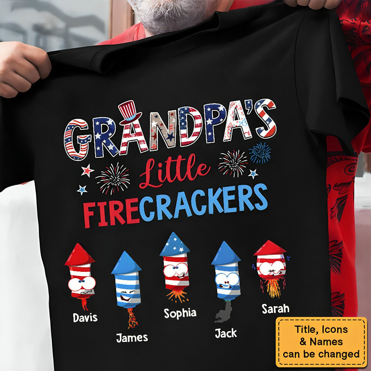 Gift For Grandpa Grandpa's Little Firecrackers T-Shirt