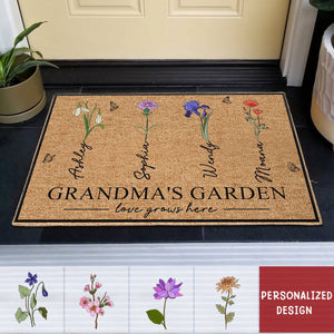 Grandma‘s Garden With Birth Flowers- Personalized Doormat