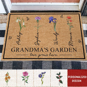 Grandma‘s Garden With Birth Flowers- Personalized Doormat