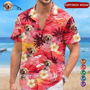 Custom Photo Dog & Cat Personalized Custom Unisex Tropical Hawaiian Aloha Shirt