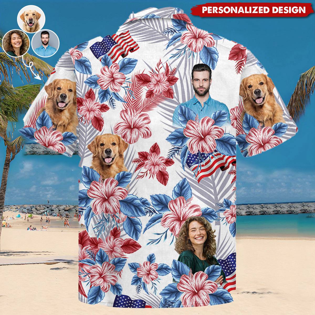Flag Hawaiian Shirt-Personalized Photo Face Shirt