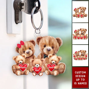 Bear Family With Little Bear Kids Personalized Acrylic Keychain