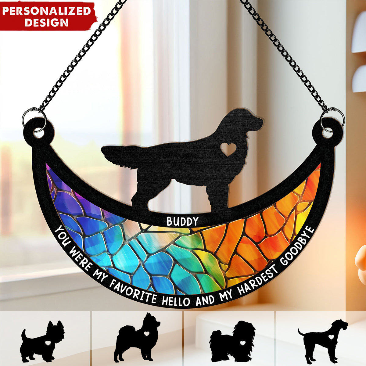 Dogs On The Moon - Personalized Window Hanging Suncatcher Ornament