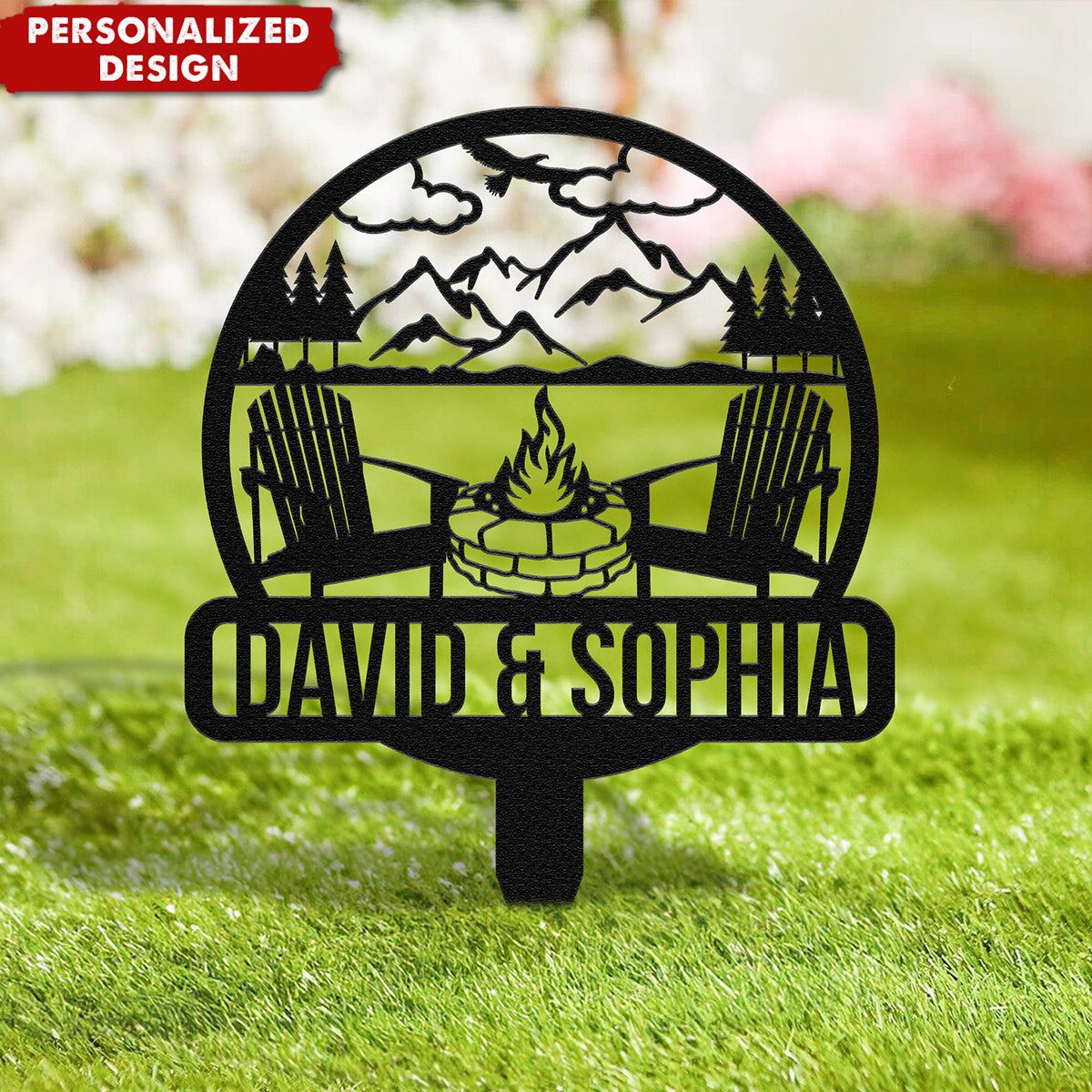 Camping Couple - Personalized Metal Garden Stake-Gift For Camping Lovers