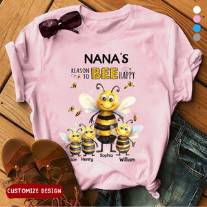 Personalized T-shirts With Grandmas And Moms Reasons To Be Happy And Kids Names