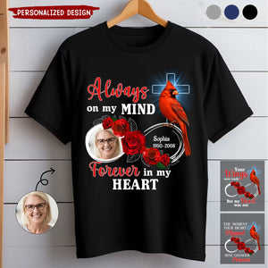 Forever In My Heart-Personalized Memorial Unisex T-Shirt-Gift For Family And Friends