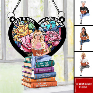 Girl Reading Book-Personalized Suncatcher Ornament-Gifts For Book Lover Girl