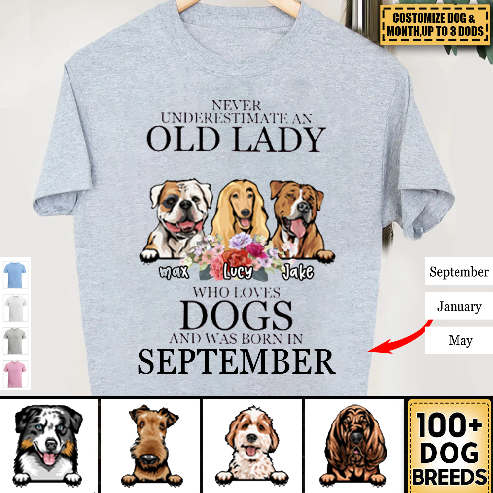 Dog - Never Underestimate Old Lady Personalized T-shirt - Gift For Woman