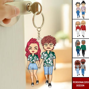 You Me And The Sea-Personalized Beach Keychain-Gift For Couple