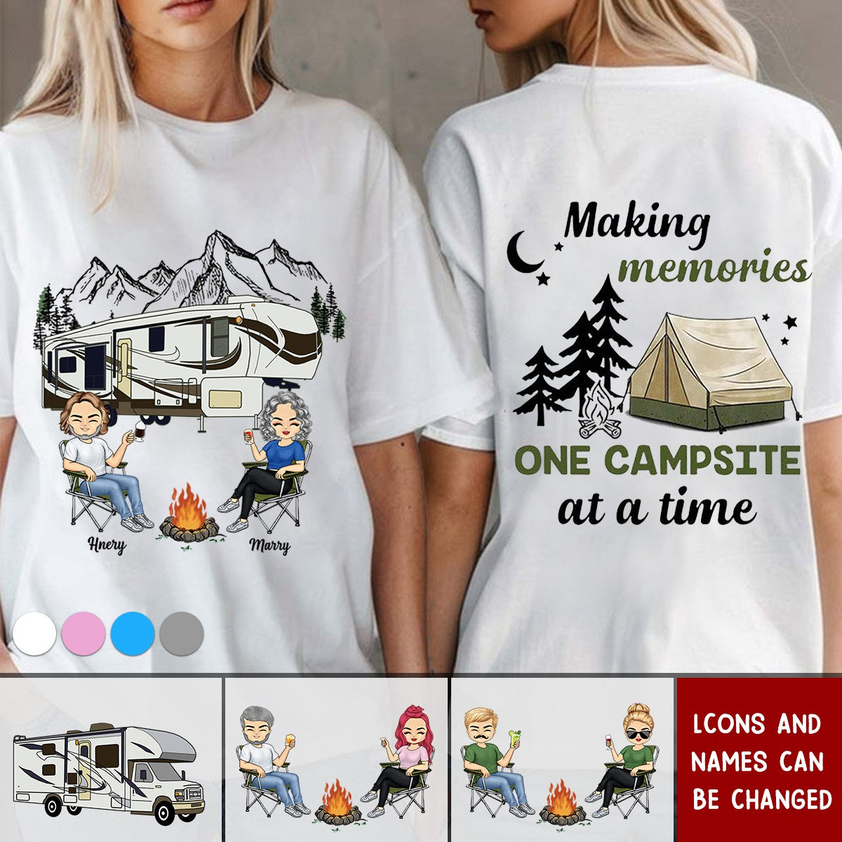 For Couple Making Memories One Campsite At A Time Double-sided Printing Shirt