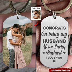 Couple - Congrats On Being My Husband You Lucky - Personalized Custom Necklace