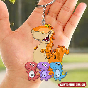 Grandpasaurus And Kids Personalized Keychain