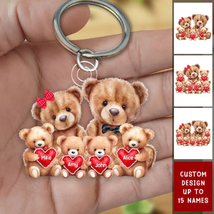 Bear Family With Little Bear Kids Personalized Acrylic Keychain