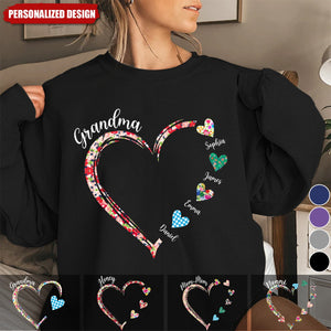 Grandma Heart Floral Color With Kids-Personalized Sweatshirt