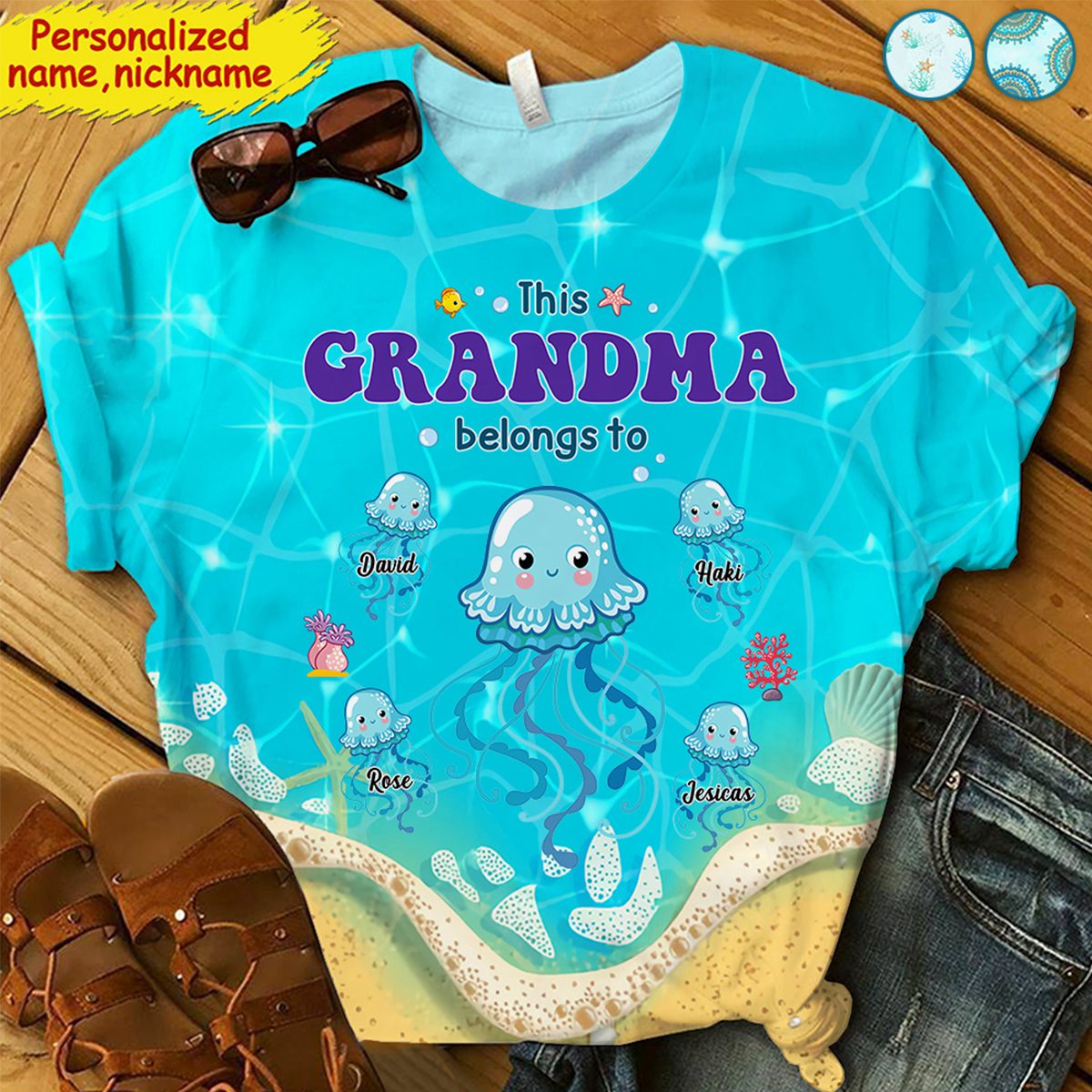 This Grandma/Mom belongs to Cute Jellyfish-Personalized 3D T-shirt-Gift For Grandma And Mom