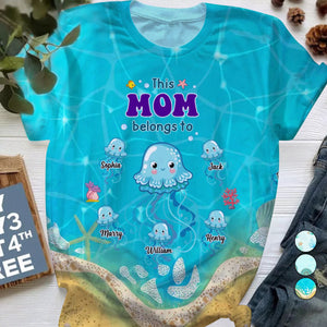 This Grandma/Mom belongs to Cute Jellyfish-Personalized 3D T-shirt-Gift For Grandma And Mom