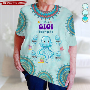 This Grandma/Mom belongs to Cute Jellyfish-Personalized 3D T-shirt-Gift For Grandma And Mom