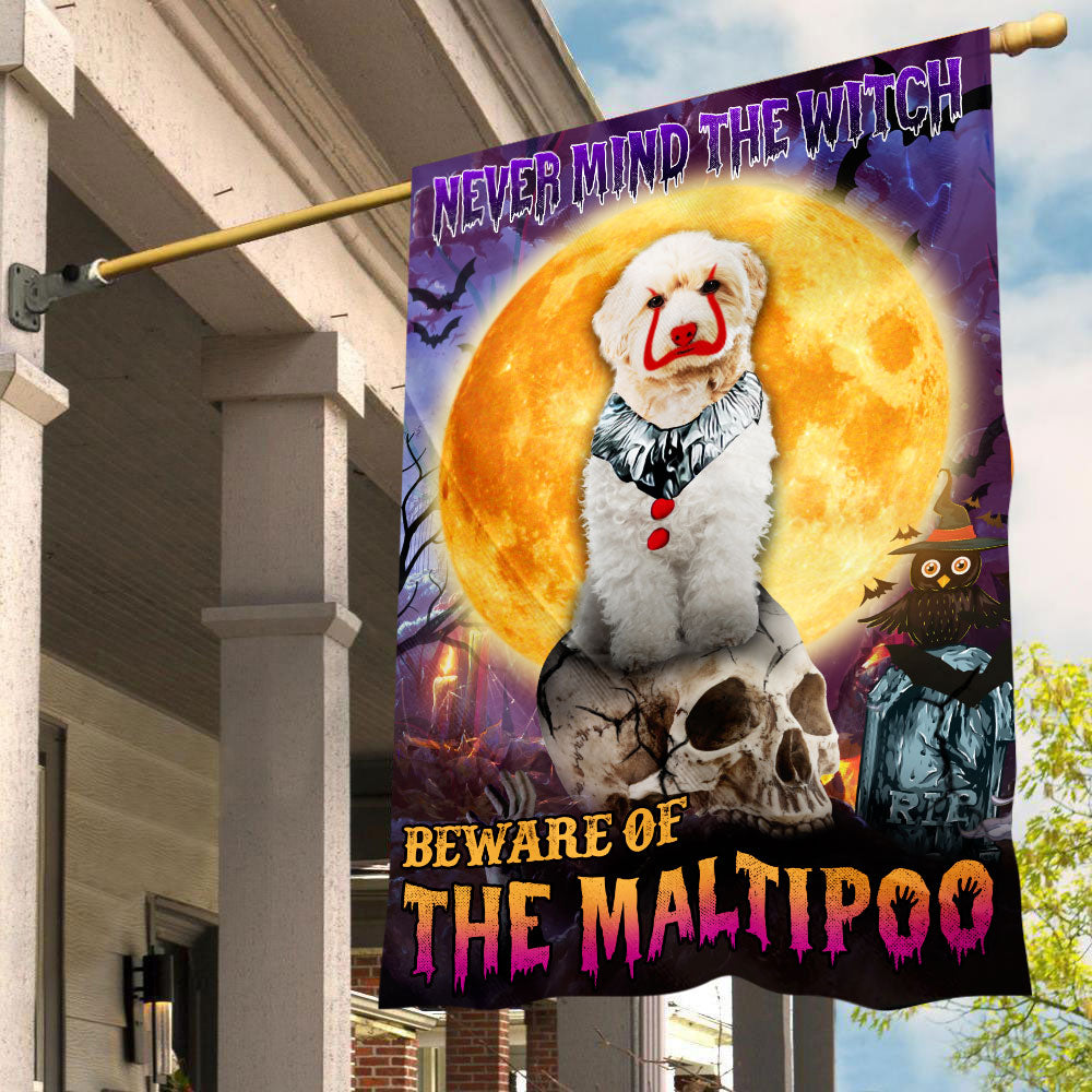 Maltipoo Halloween House Flag