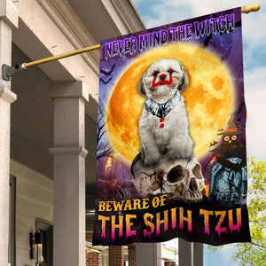 Shih Tzu Halloween House Flag