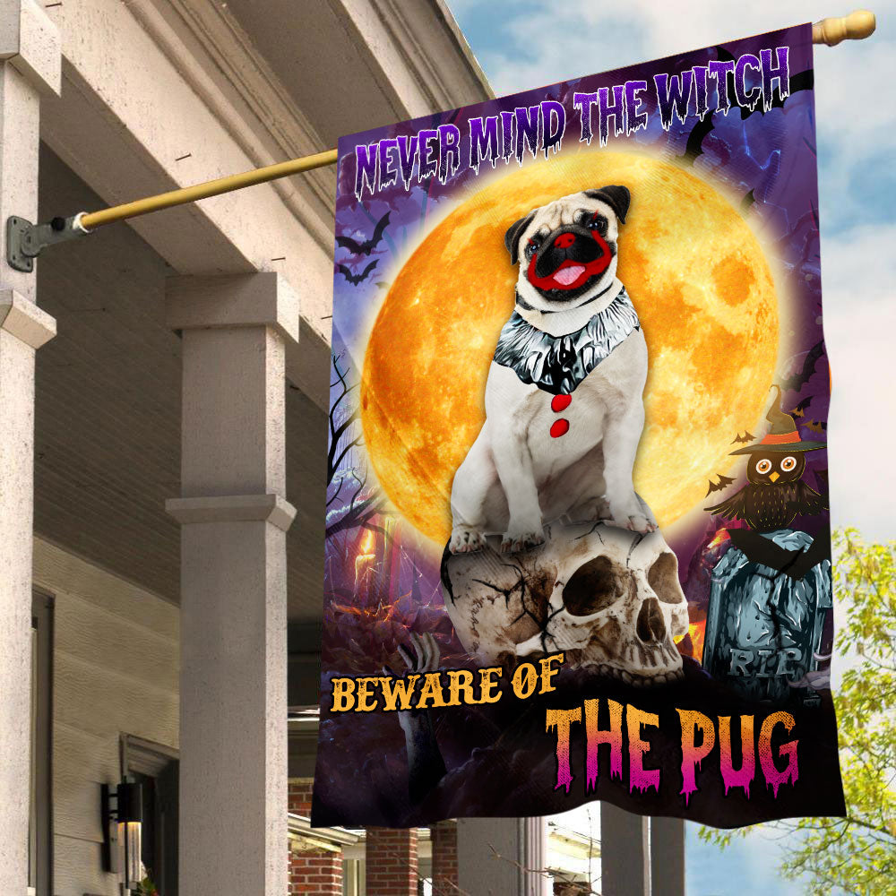 Pug Halloween House Flag