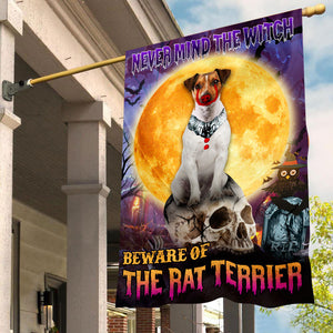 Rat Terrier Halloween House Flag