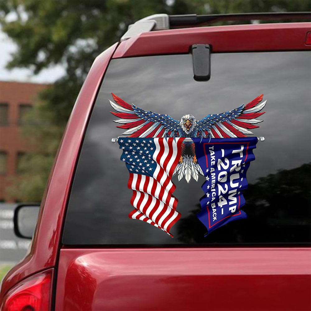 Trump  Flag and United States Flag Car Sticker