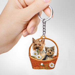 Yorkshire3 Terrier God's Present Acrylic Keychain