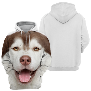 Unisex 3D Graphic Hoodies Animals Dogs Alaskan Husky Brown